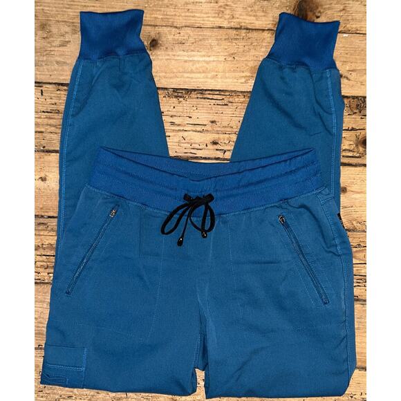 Greys Anatomy by Barco womens size XS Spandex Stretch Dark Teal Drawstring Srubs - Picture 1 of 6